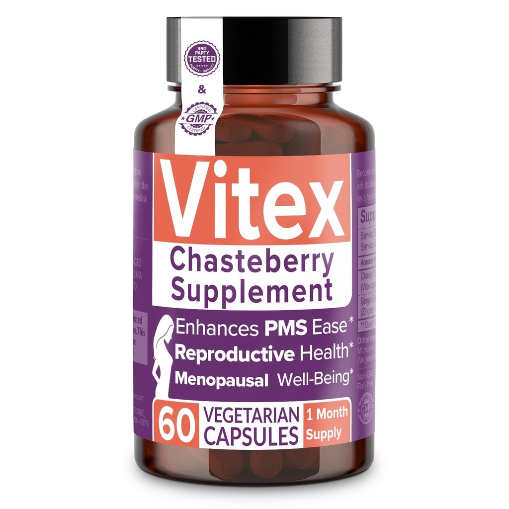 Intieme Rose Vitex Chasteberry Supplement voor vrouwen, 1000 mg - Chaste Tree Berry voor Hormone Balance, Vruchtbaarheid & PMS Ondersteuning, Regulate Cycles - 60 capsules