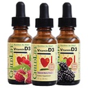 KINDLIFE ESSENTIËLES Vitamine D3 druppels - Vitamine D druppels voor zuigelingen, Baby Vitamine D druppels, Vloeibare Vitamine D voor kinderen, peuters 1-3, Kinderen, 500 IE per portie - Natuurlijke Bessen, 1 Fl Oz (pakket van 3)