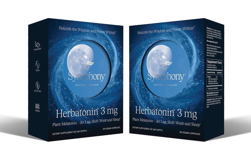 3mg - The First Natural Plant Melatonine Adult Sleep Aid, Circadian Rhythm Support for Jet Lag, Shift Work, General Slapeloosheid - 120 Pure Vegan Capsules (120 Day Supply)