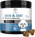 Omega 3 Visolie voor honden, zalmolie huid en jas supplement voor honden honden Allergie verlichting, droge en jeukende huid verlichting behandeling, Allergie Kauwen - Honden Anti Vergieten Treats - Shiny Coats - EPA & DHA