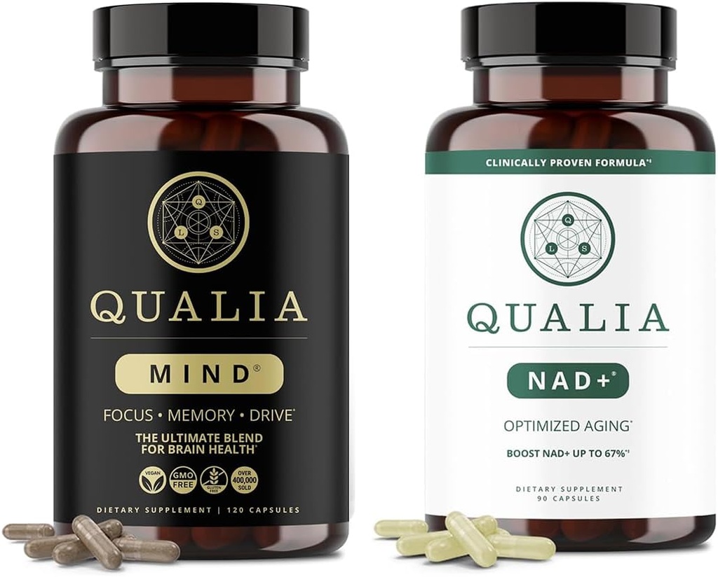 Qualia Life Sciences Bundle Qualia Mind & Qualia NAD+ Top Hersensupplement Capsule voor geheugen, concentratie en concentratie, Can Boost NAD+ Niveaus tot 50%