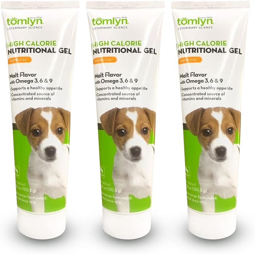 Tomlyn Nutri-Cal Malt-Flavored High-Calorie Nutritional Gel voor Puppies, Helpt ondersteuning van een gezonde eetlust Het verstrekken van extra calorie, vitamines en mineralen in een smakelijke supplement, 4.250z-3 Pack
