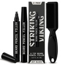 Opvallende Vikingbaard Potlood Filler voor mannen - Pack of 2, Jet Black - Waterproof Lange-Lasting Baard Pen - 4-Pranged Tip voor Gap Reparatie & Barber Potlood - Zachte Bristle Brush & Pen Filler