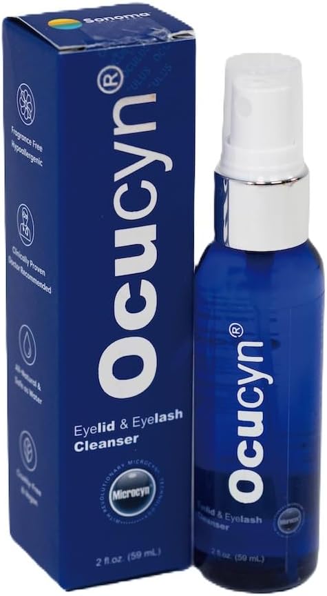 Ocucyn Daily Eyelid Cleanser, All-Natural en Pure Hypochlorous Acid Spray Reinigt zachtjes oogleden, Treat Blefaritis Symptomen, Dry Eye, Eye Irritatie, Ideaal voor dagelijks gebruik.