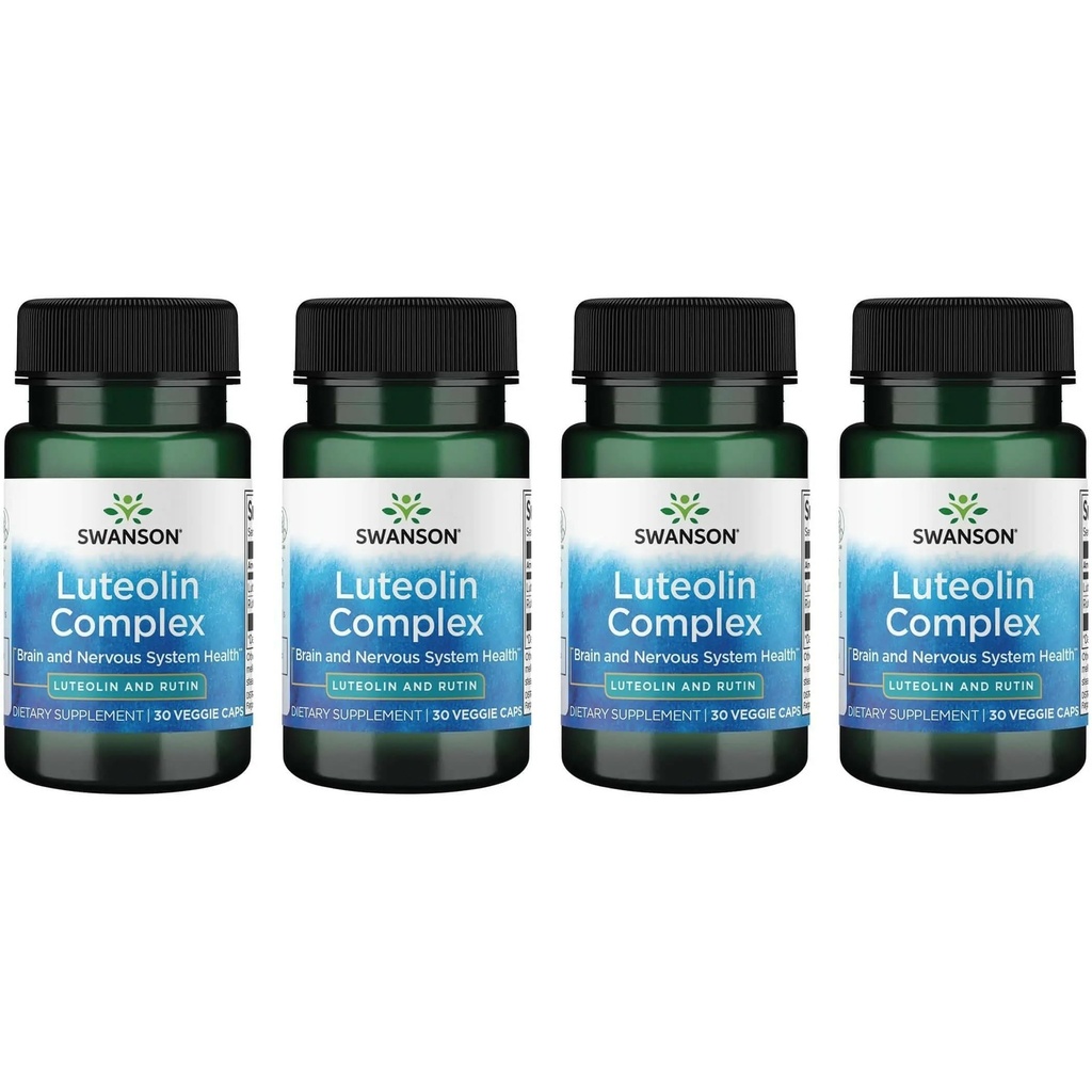 Swanson Luteolin Complex w/Rutin - Supplément de soutien au cerveau Promouvoir la mémoire, l'humeur et la santé cognitive - Formule naturelle pour aider à maintenir le système nerveux - (30 Capsules de Veggie) 4 Pack