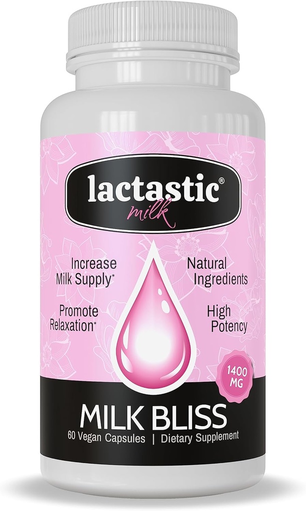 Lactastic® Lait BlissTM - Supplément de la lactation biologique à haute puissance - Moringa biologique, chardon de lait, fleur de passion et racine valériane - 60 Capsules de végétalien