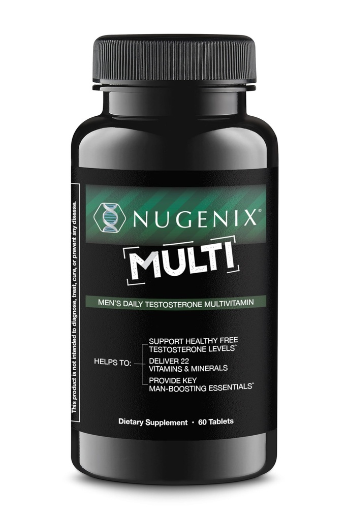 Nugenix Multivitamine voor mannen, Multivitamine en Testosteron Ondersteuning - 19 Vitaminen en Mineralen, Ondersteunt Vrij Testosteron, Balance Cortisol, Promoot Nitric Oxide Production, Blood Flow - 60 Tablets