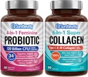 Probiotic + Collageen Bundle, 4-in-1 Vrouwelijke Probiotic (30ct) & 6-in-1 Super Collageen (90ct), 2 Packs, Cranberry, Digestief & Gezond Veroudering Support, Non-GMO