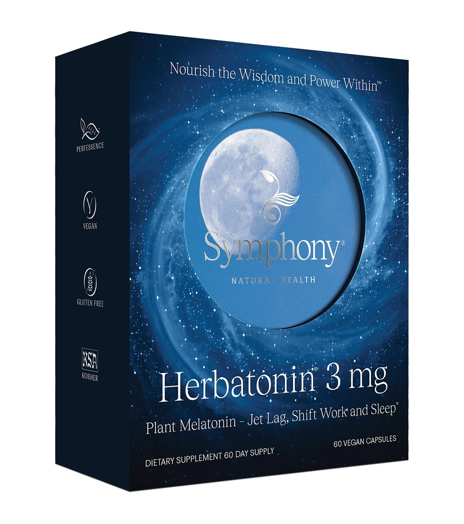 Herbatonine 3mg - de enige natuurlijke plant Melatonine natuurlijke slaapcyclus, body clock en Circadian ritme ondersteuning voor Jet Lag, 60 Vegan Capsules (60 dagen levering)
