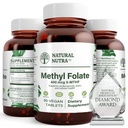 Supplément naturel de phosphate de méthyle actif Nutra avec Quatre folique, soutien de la santé du coeur et du corps, aide la santé du cerveau, améliorer les vibrations positives, aider à réduire les os, B9, 90 comprimés végétaliens (paquet de 2)