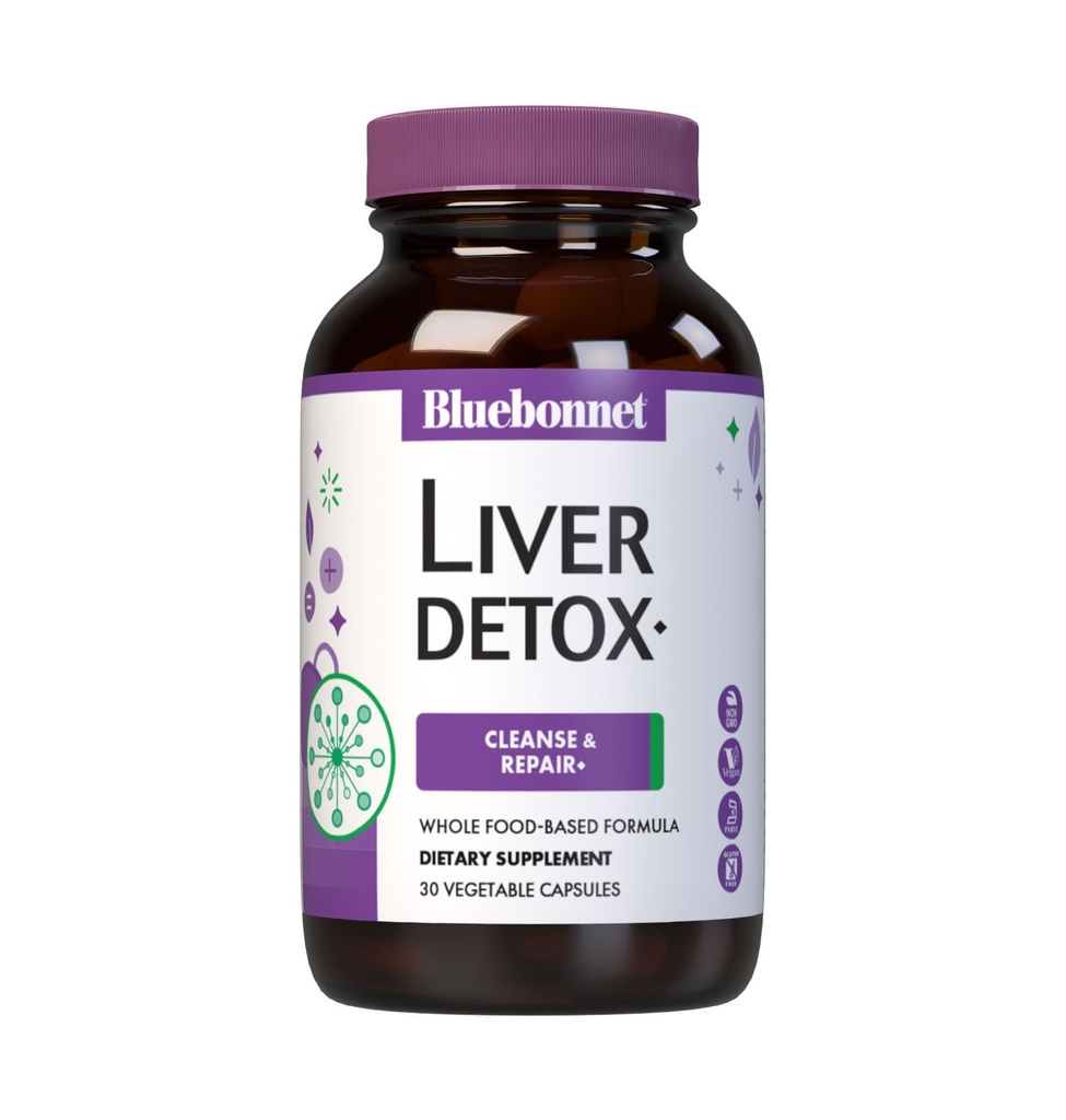 Bluebonnet Nutrition Liver Detox, Liver Health*, Antioxidant Protection*, Soy-Free, Gluten-Free, Kosher Certified, Non-GMO, Dairy-Free, 30 Vegetable Capsules, 30 Servings
