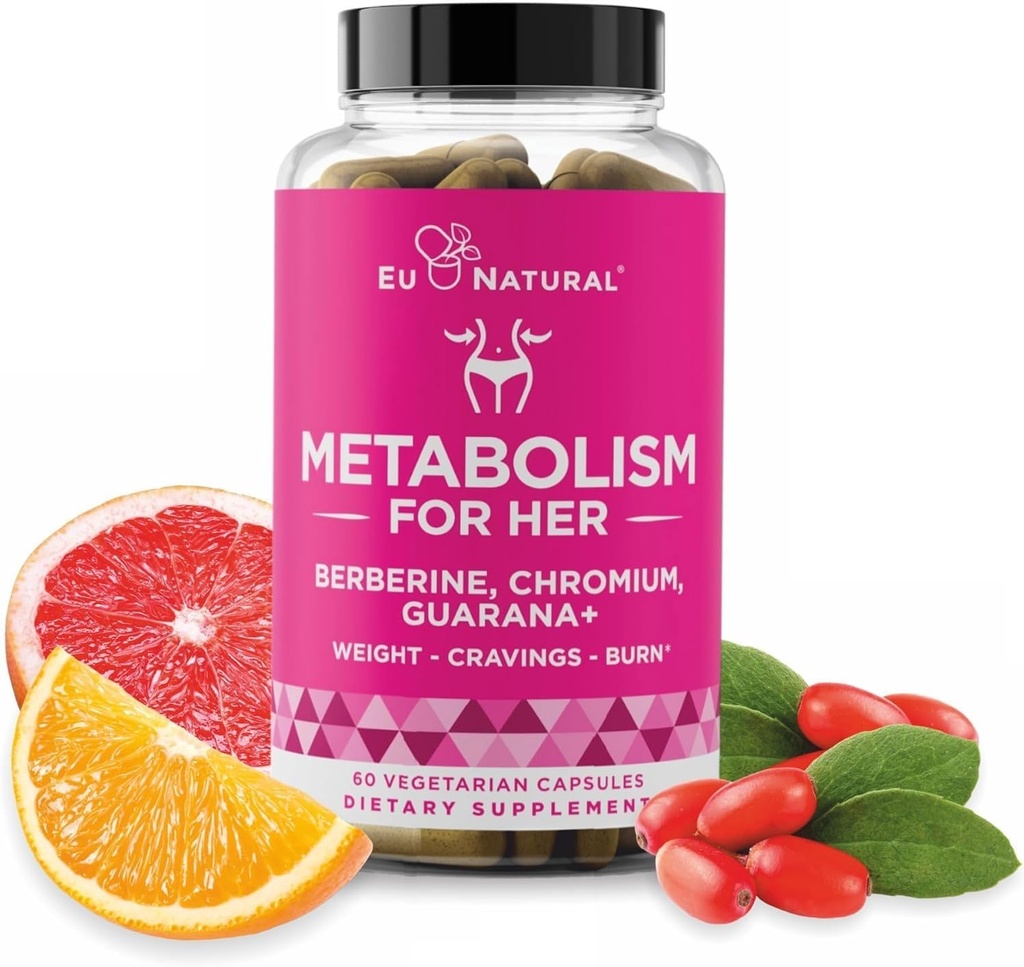 Metabolisme voor haar - Aartiet & Metabolisme Ondersteuning voor vrouwen - Curb Cravings, Reduce Caloric Intake & Promote Feelings of Fullness - Berberine, Chroom Picolinaat & Guarana - 60 Veg Capsules