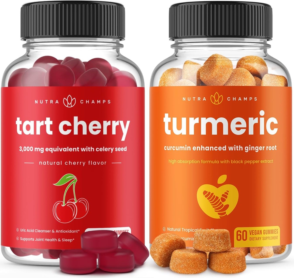 NutraChamps Tart Cherry Gummies and Turmeric Gummies 2 Pack Bundle