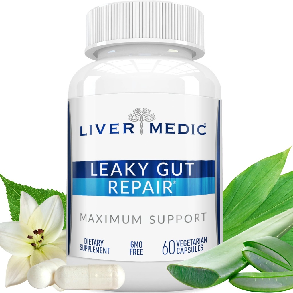 Leaky Gut Repair Natural Gut Health Supplement Glutamine Biologische Slippery Elm NAG Marshmallow Root Aloë Vera MSM Quercetin Bromelain Promoot Digestieve Ease, Gut Wellness 1000mg 60 Caps