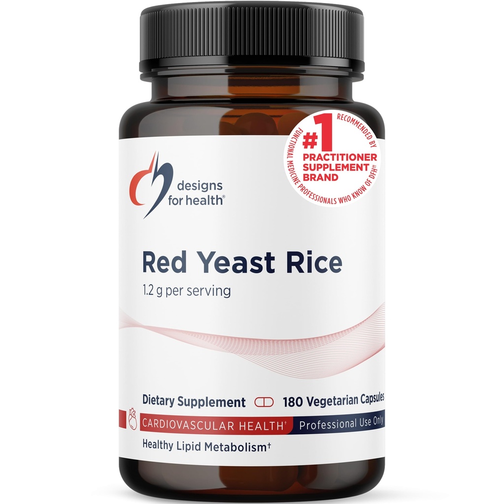 Designs for Health RYR Synergy - Red Yeast Rice Supplement - 1200mg Red Yeast Rice + CoQ10 to Support Cardiovascular Health + Maintenance of Lipid Levels in Normal Range (120 Capsules)