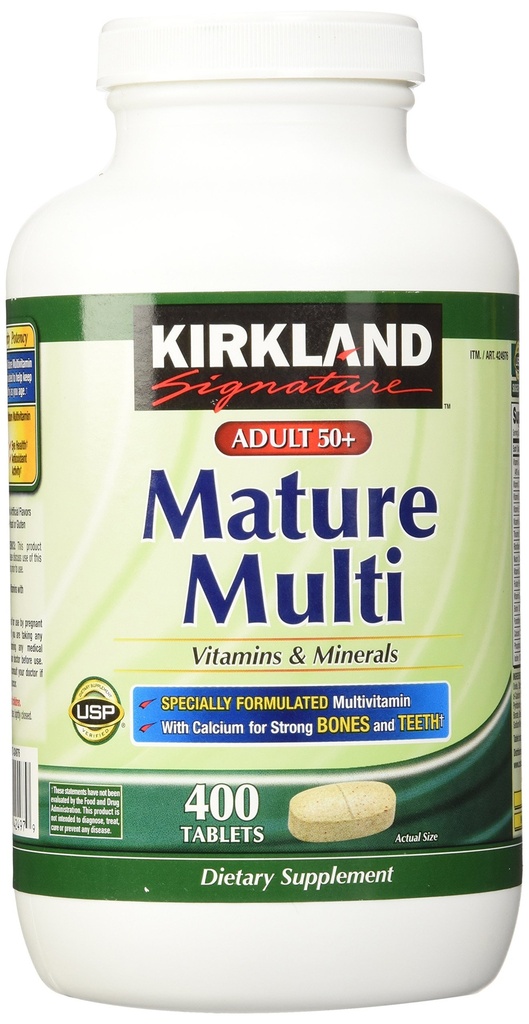 Kirkland Handtekening Volwassenen, 50 plus volwassen multivitaminen en mineralen, 400-Tellen tabletten