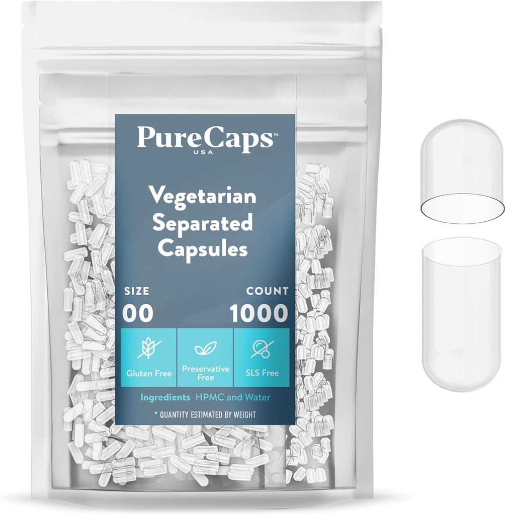 PureCaps USA - Capsules Végétariennes et Végétariennes Vides Taille 00:000 Pills Séparés