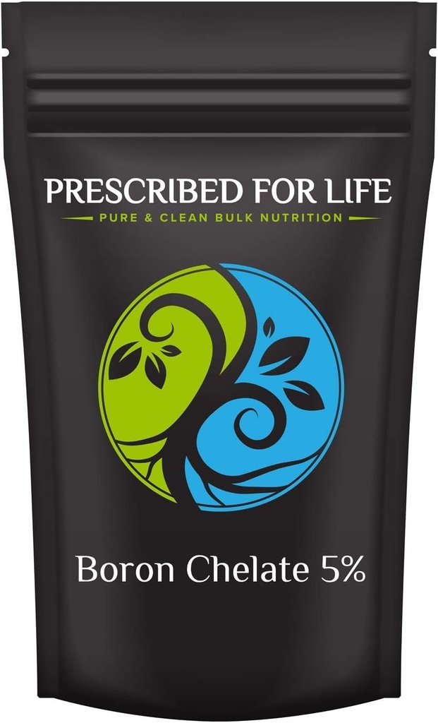 Prescripted for Life Boron Chelate 5% Poudre, Supplément naturel de Boron pour hommes et femmes, sans gluten, végétalien, non OGM (340g)