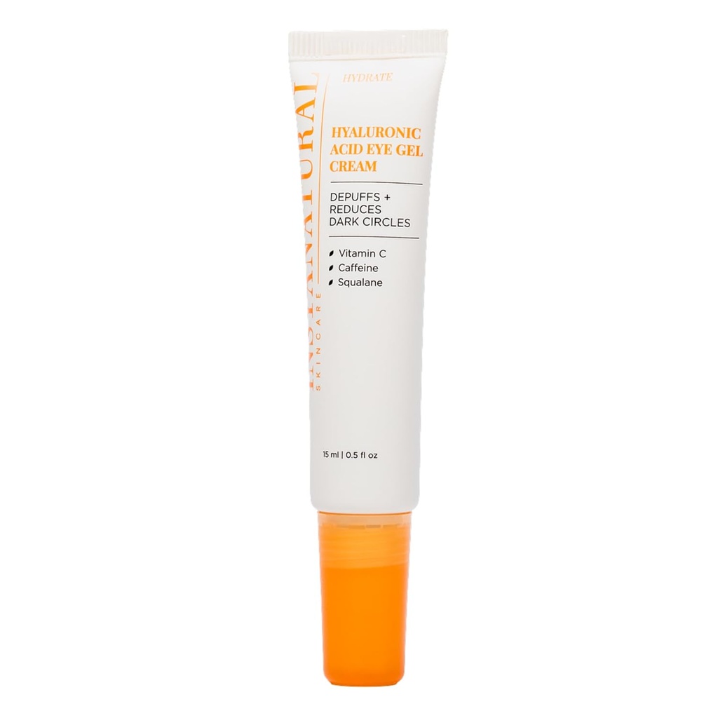 Instanatural Hyaluronic Acid Eye Gel Cream, Hydrating Under Eye Cream for Women & Men, Reduces Puffiness, Dark Circles and Rimpels, with Vitamin C, Cafeine, Squalane & Peptides, 0.5 Fl Oz