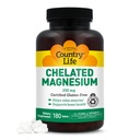 Country Life Chélaté Magnésium 250mg - soutient la santé du coeur, des os et des muscles, supplément végétalien-friendly Magnésium avec oxyde de magnésium et chélate d'acide amino, sans gluten