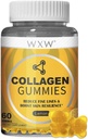 WXW Gehydrolyseerde collagen Peptides Gummies for Women, Non-GMO Anti-Aging Formula with Biotin, Zink, Vitaminen C & E for Hair, Skin and Nails 