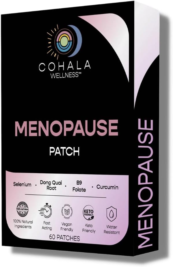 Menopauze Relief Patch (60 Day Supply) - Dong Quai Root, Selenium, Curcumin, Folate - 60 Patches