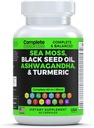 Sea Moss Supplement Blend with Black Seed Oil Ashwagandha Turmeric Bladderwrack, Burdock & Vitamin C & D3 with Elderberry Manuka Dandelion Yellow Dock Jodium