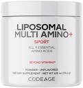 Codeage Liposomal Multi Amino Powder Supplement - BCAA & EAA Supplement Alle 9 essentiële Aminozuren, vertakte Aminozuur, Pre & Post workout, Unflavored, Liposomale Delivery, Non-GMO, 6,15 oz