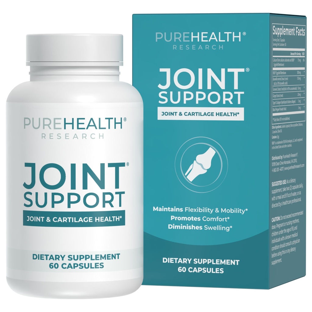 PUREHEALTH ONDERZOEK Gezamenlijke ondersteuning NEM Eggshell Membraan met Boswellia Extract, Calcium & Turmeric, 60 Capsules
