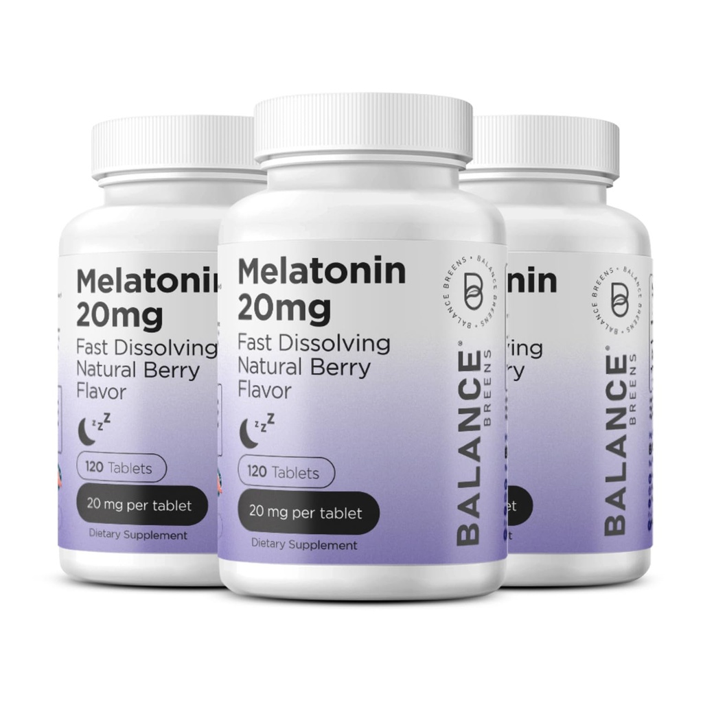 Balancebreens Melatonine 20mg Fast Loss Tablets - High Potency, Fast Acting, Natural Sleep Support Sleep Aids for Adults 