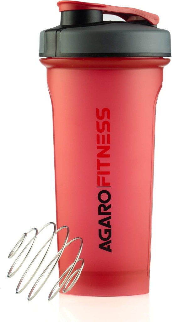 AGARO Magnum Shaker Bottle, 750 Ml, Steel Shaker Ball, Sipper Bottle Ideaal voor eiwit, BPA Free, Leakproof, Rood