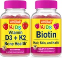 WellYeah Vitamine D3+K2 Kids + Biotin Kids, Gummies Bundle - Grote Proeverij, Vitamine Supplement, Glutenvrij, GGO-vrij, Kauwbare Gummy
