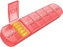Wekelijkse pil Organisator 1 keer per dag, Travel Pill Box 7 Dag Extra Large Compartments Vitamine houder, Daily Pill Container 7day XL Medicine Dispenser voor Fish Oil Case (Rode)