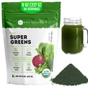 Kate Naturals Biologische Super Greens Poeder. Daily Greens Superfood Blend with Probiotics & Fiber for Smoothies and Juice (30 Serves, 8oz, Natural)