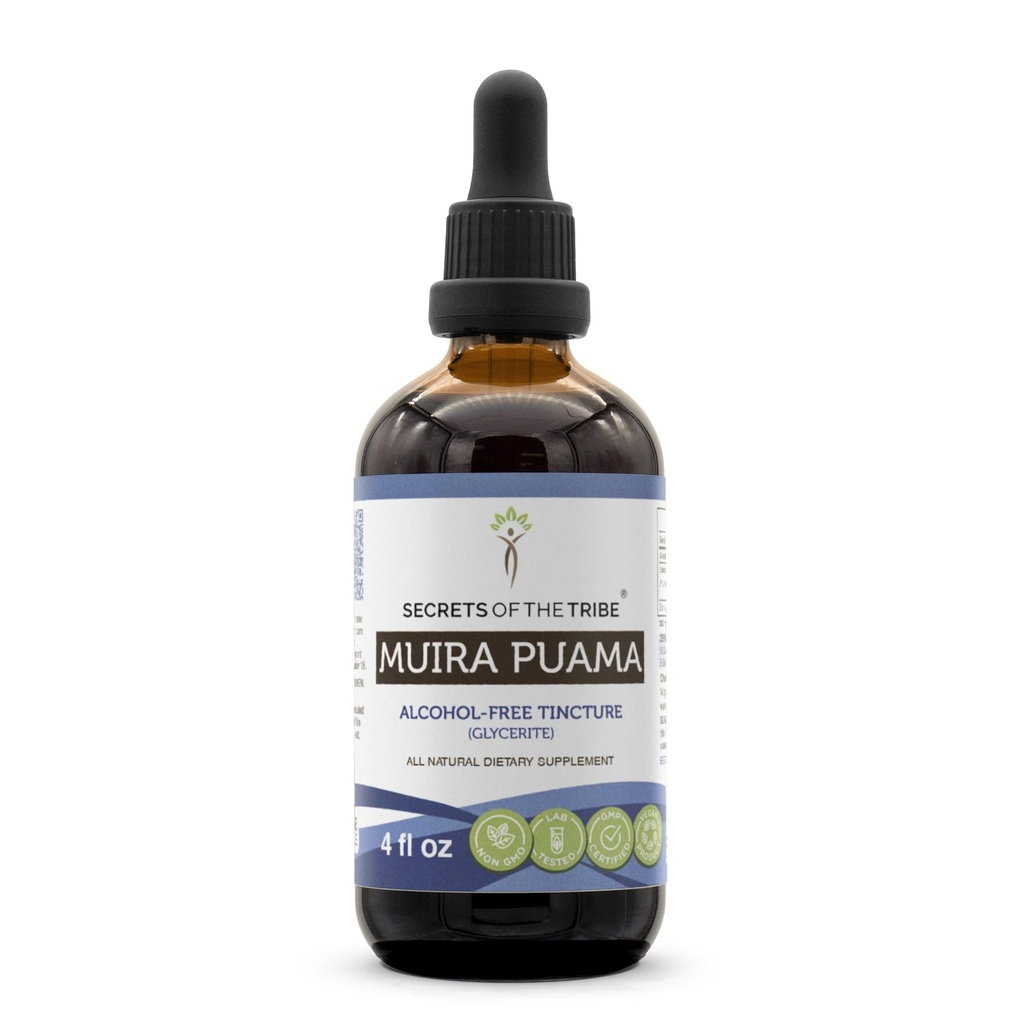 Geheimen van de stam Muira Puama Tinctuur Alcoholvrij Liquid Extract, Muira Puama (Ptychopetalum Olacoides) Gedroogde Bast (4 FL OZ)
