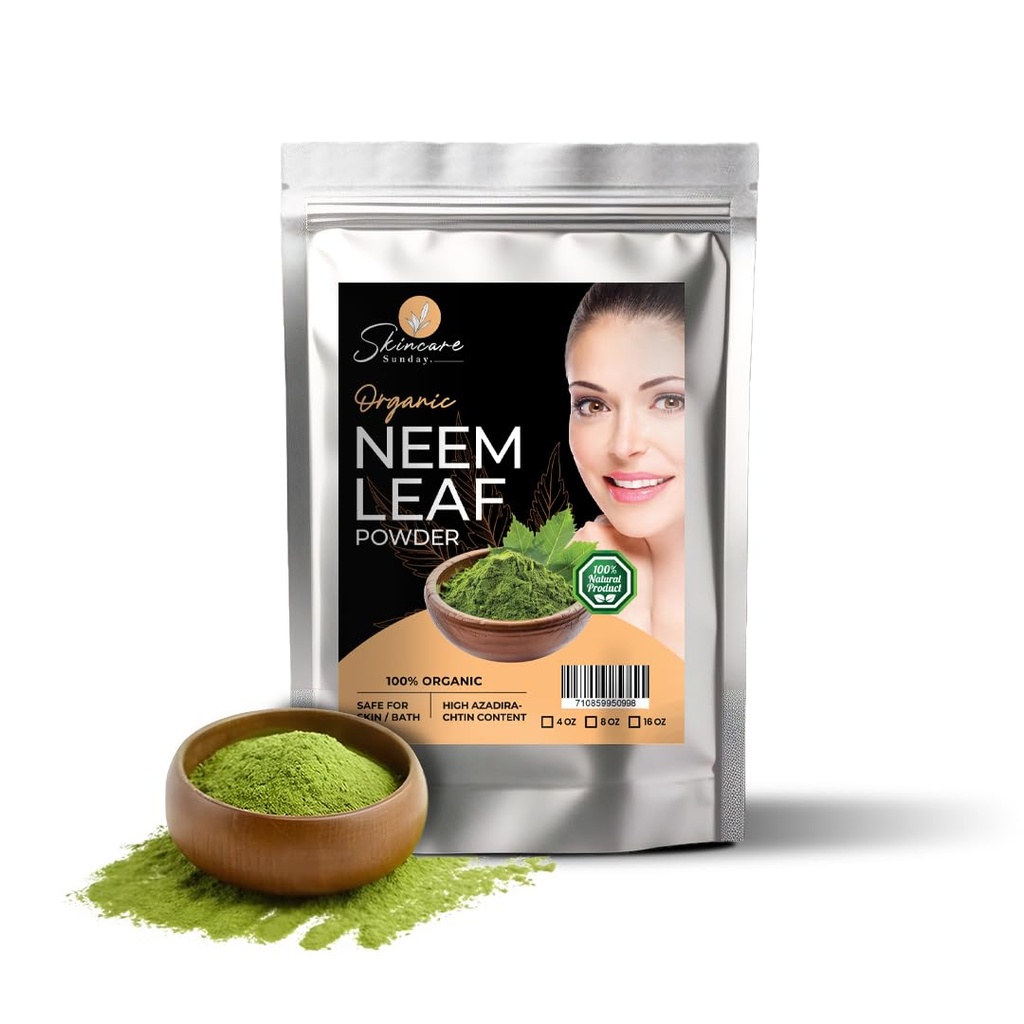 Poudre de feuille de Neem bio pour la peau, les cheveux et le bain - Pure et naturelle