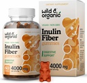 Gommies de fibre d'inuline sauvage et biologique 4000mg - Soutien digestif avec racine de chocorie - Supplément de fibre soluble avec poudre d'inuline - Prébiotiques pour support de gomme - 60 Gommies de prébiotique