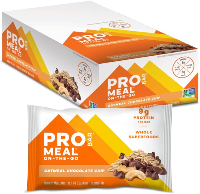 PROBAR - MEAL Bar, Havermout Chocolade Chip, Non-GMO, Glutenvrije, gezonde, plantaardige basis, Whole-food Ingrediënten, Natuurlijke Energie (12 telling)