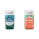 OLLY Ultra Strength Au revoir Stress Softgels, GABA, Ashwagandha, L-Theanine et Lemon Baume et Ultra Strength Brain Softgels, Nootropic, soutient la fonction cérébrale saine, la mémoire