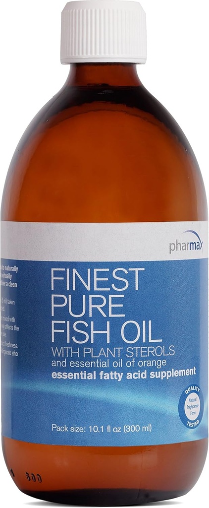 Pharmax Huile de poisson pure la plus fine avec stérols végétaux et huile essentielle d'orange pour soutenir la santé cardio-vasculaire optimale.
