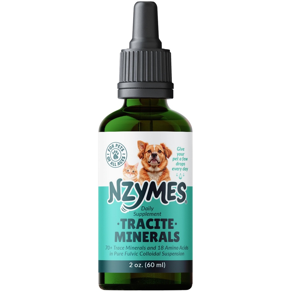 Nzymes® Tracietmineralen voor Huisdieren - Fulvinezuur, Humic Acid en op ijzer gebaseerde sporenmineraaldruppels en aminozuren voor ATP-energie en spijsverteringsgezondheid - Made in The USA