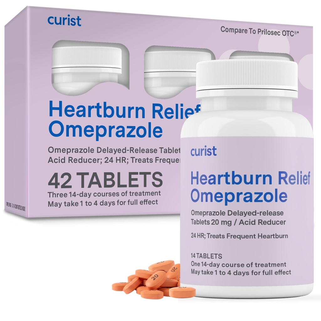 Curist Omeprazol 20 mg tabletten - 42 tabletten met vertraagde afgifte - Acid Reflux Medicine for Heartburn Relief