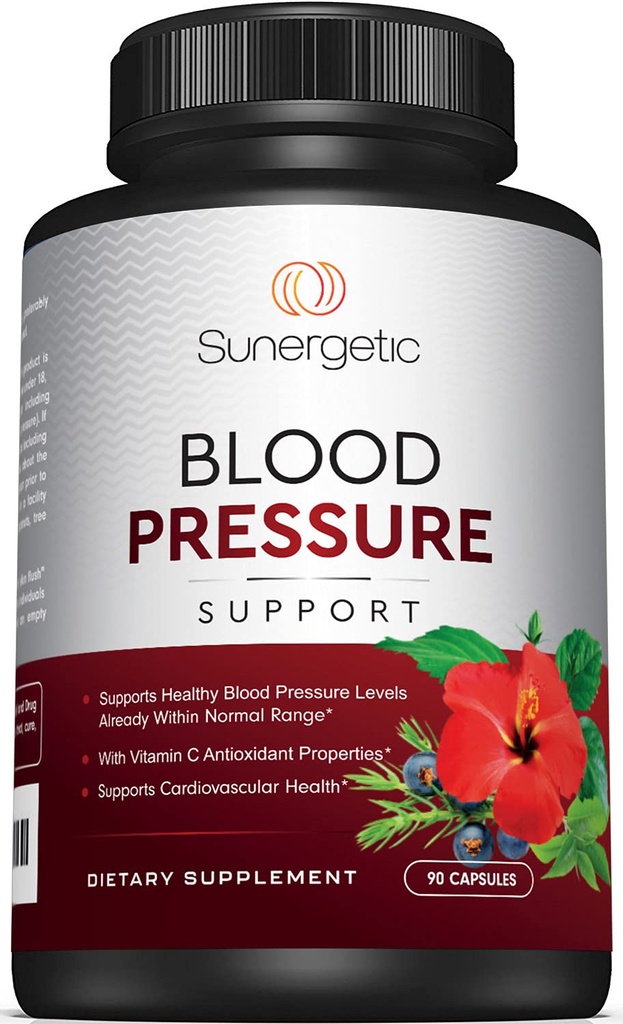 Premium Blood Pressure Support Supplement voor hart- en vaatziekten met Knoflook, Hawthorn & Hibiscus (90 capsules)