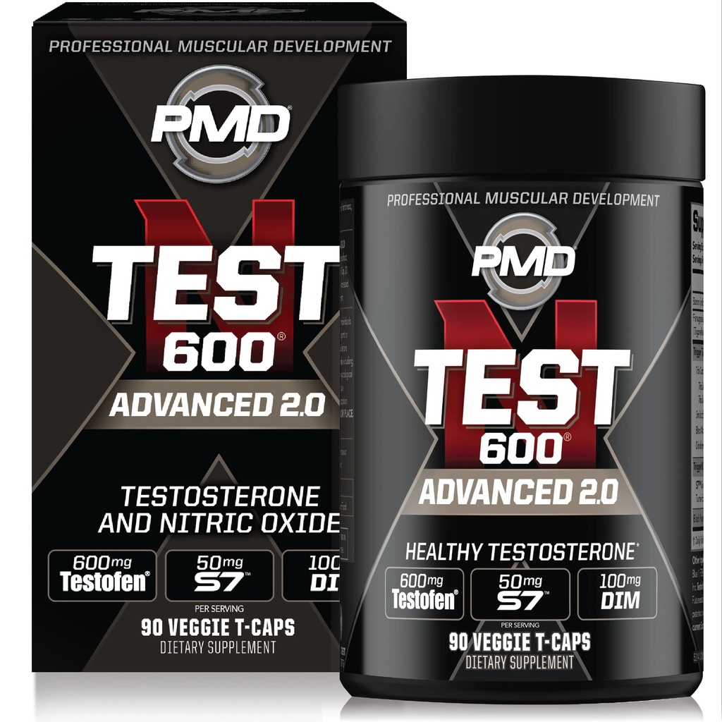 PMD Sports N-Test 600 Advanced Nitric Oxid Booster for Men - with Clinically Studed Testofen - Lean Muscle and Strength Gains with Estrogen Suppression (90 Veggie - Caps)