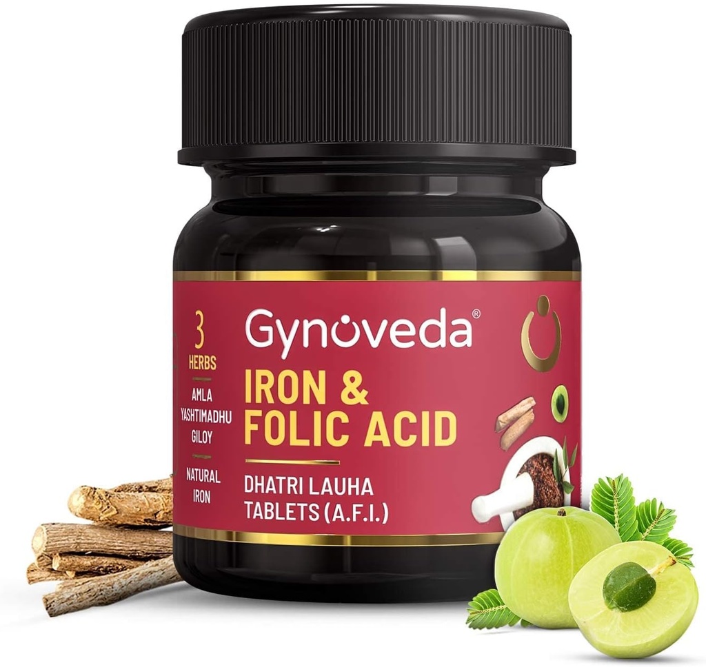 Nutranix TNA Iron Folic Acid Supplement (supplément d'acide folique de fer) Constructeur de sang ayurvédique pour l'hémoglobine Perdu dans les périodes de Riche en calcium, B9, B12, vitamine C d'Amla