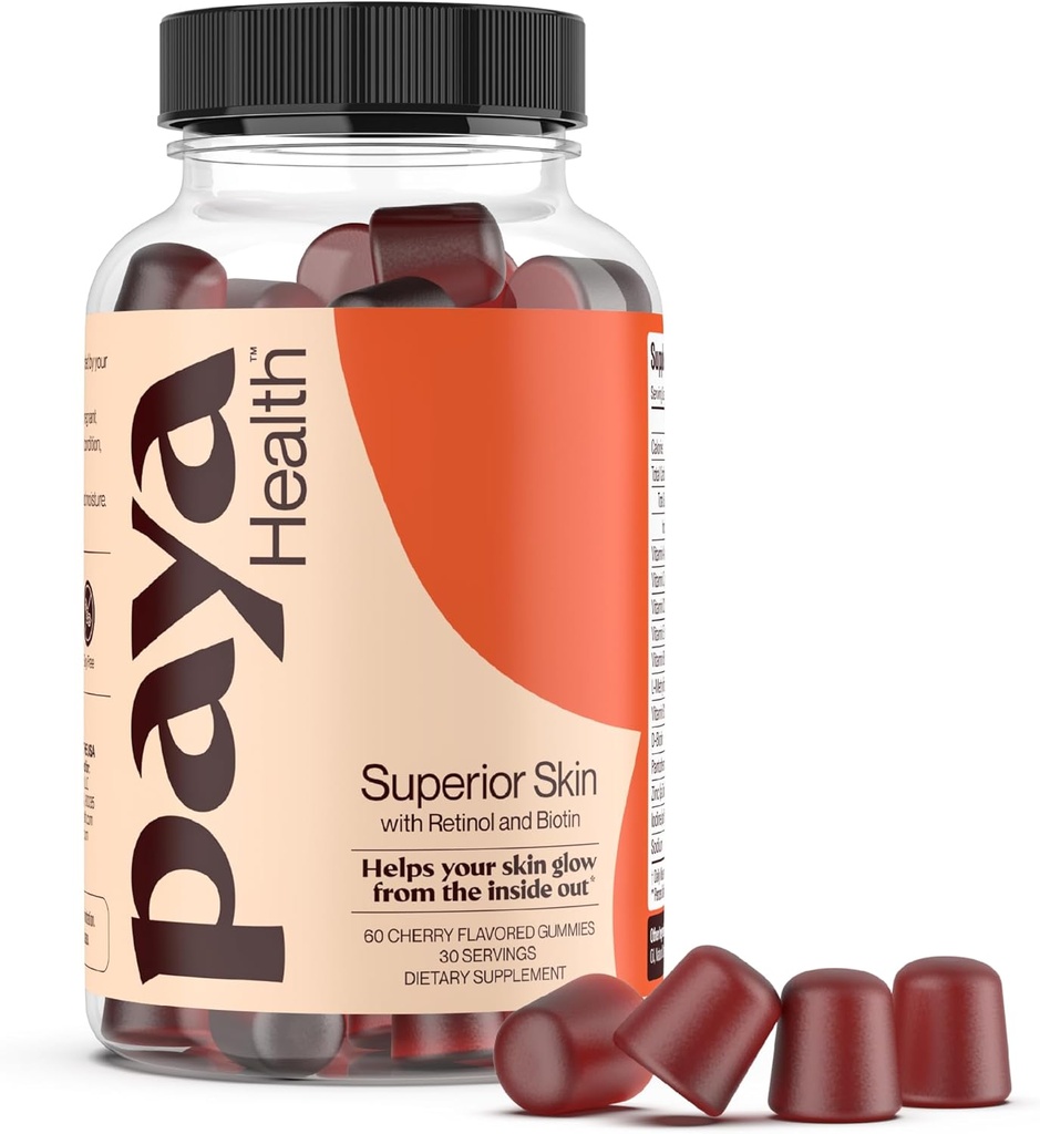 Huid Retinol en Biotine Gummy's voor heldere, gladde huid, gezonde haren & Nails Supplement met zink, vitamines A, E en C 