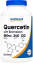 Nutricost Quercetine 880mg, 240 Vegetarische Capsules met Bromelain (165mg) - 120 Servaties (440mg Quercetine Per Cap) - Glutenvrij, Non-GMO