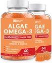 Vegan Omega 3 Gummies, Algen Omega-3 Supplement DHA 240mg, EPA 110mg w/Vitamine B12, CoQ10, Visolie Alternatief voor volwassenen - Hersenen, Botten, Oog & Immuniteit Ondersteuning
