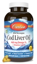 Carlson - Cod Liver Oil, 460 mg Omega-3s + Vitaminen A & D3, Wild-Caught Norwegian Arctic Cod-Live Oil, Sustainablely Sourced Nordic Fish Oil Capsules, Lemon, 300 Softgels