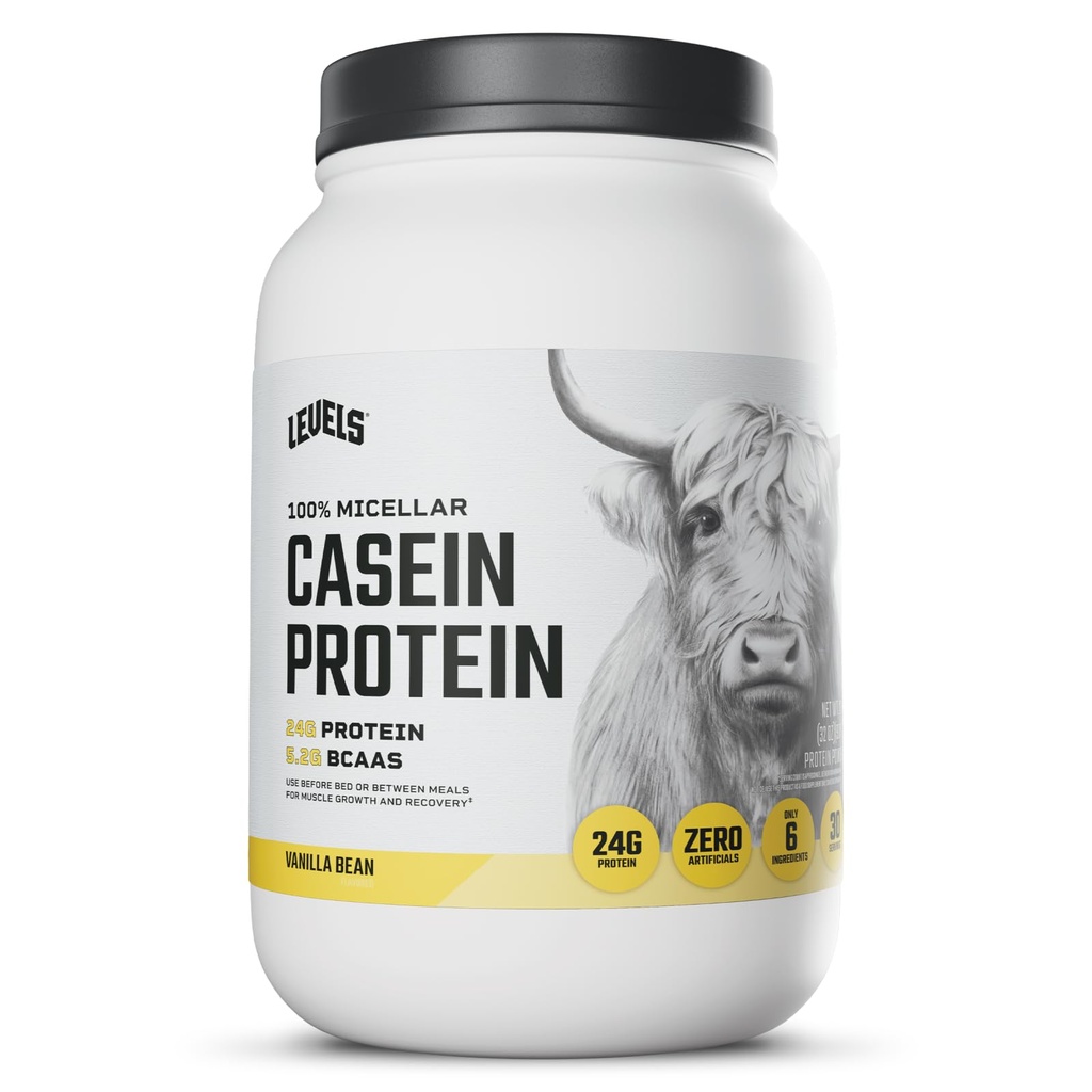 Niveaus 100% Micellar Caseïne Proteïne, Hormone Free, Vanilla Bean, 2LB